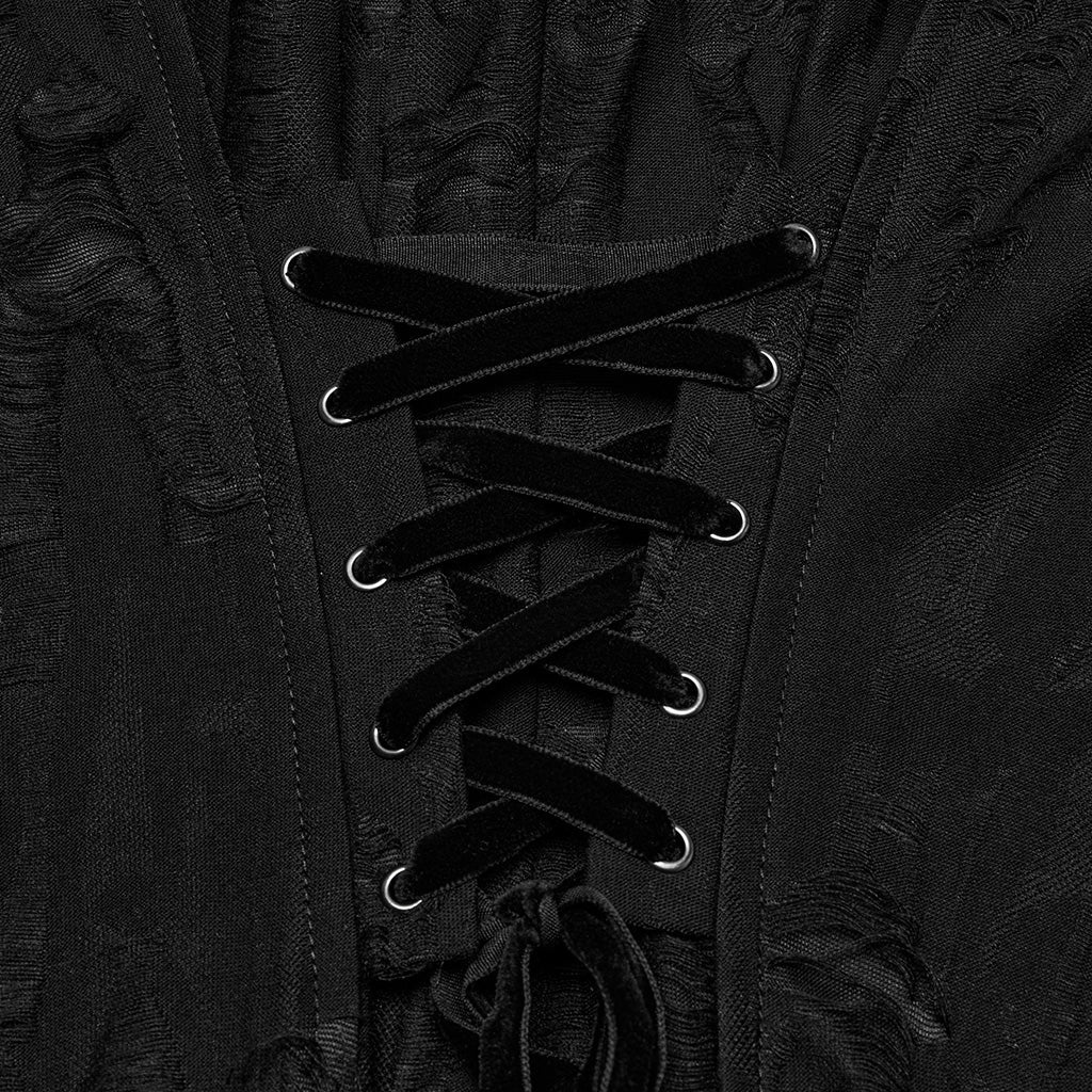 WY-1713XCF Womens Gothic Coat Hooded Longline Lace Mesh Design - Image 19