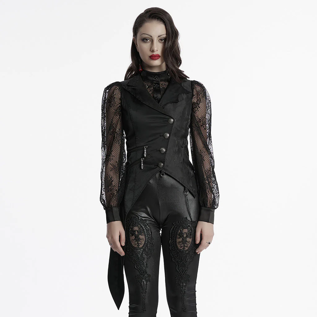 WY-1720MJF Womens Lace Sleeve Tailored Gothic Vest Jacket - Image 19