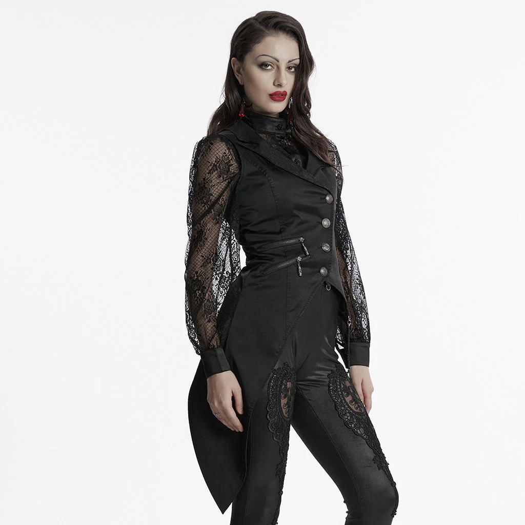 WY-1720MJF Womens Lace Sleeve Tailored Gothic Vest Jacket - Image 21