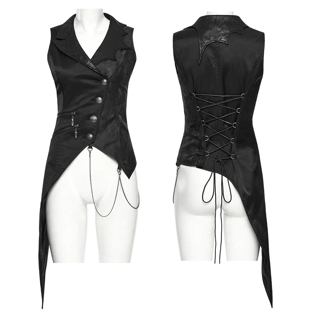 WY-1720MJF Womens Lace Sleeve Tailored Gothic Vest Jacket - Image 24