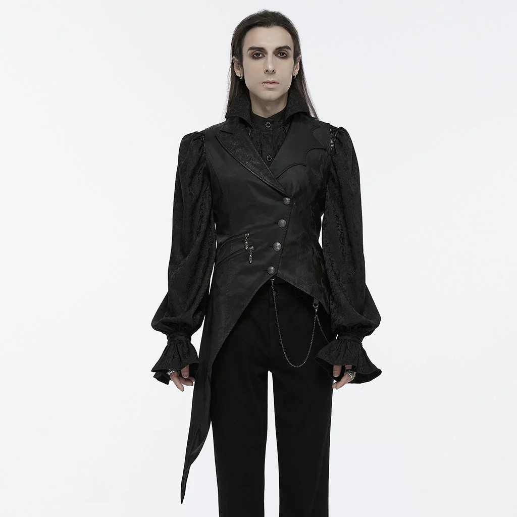 WY-1720MJM Gothic Asymmetric Vest with Button Detail and Long Tails - Image 21