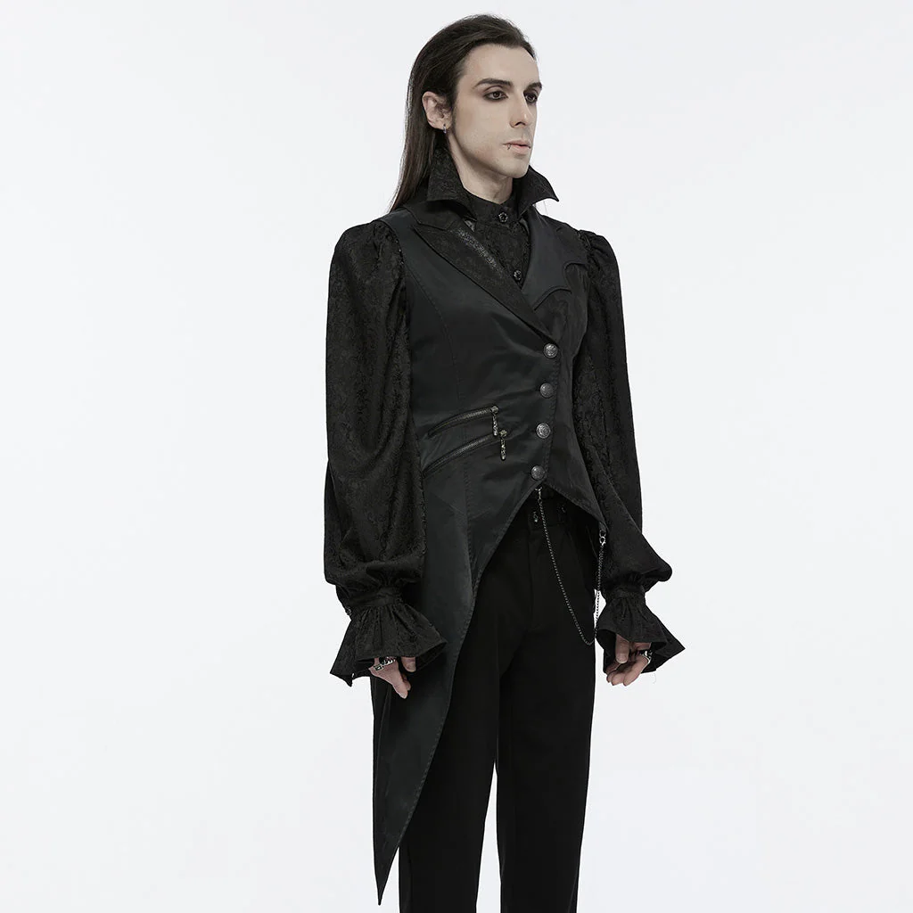 WY-1720MJM Gothic Asymmetric Vest with Button Detail and Long Tails - Image 4