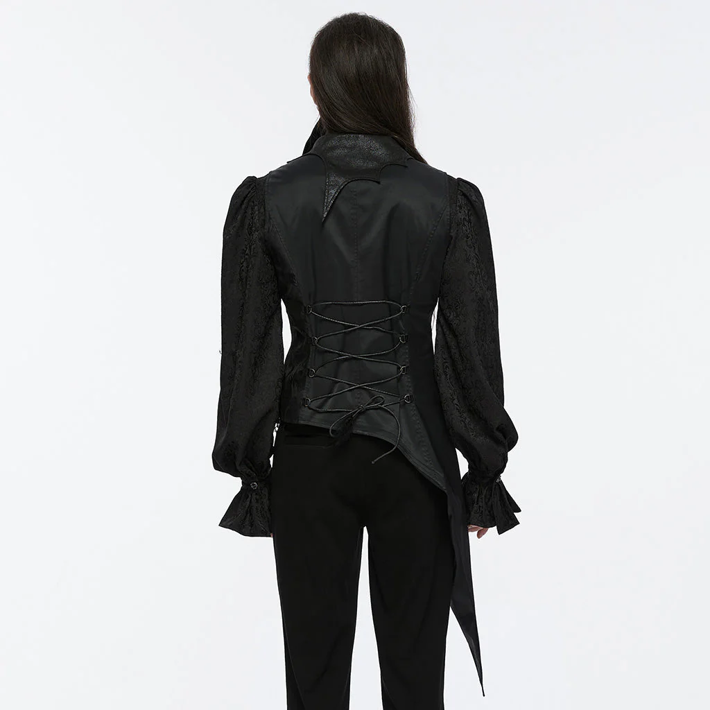 WY-1720MJM Gothic Asymmetric Vest with Button Detail and Long Tails - Image 5