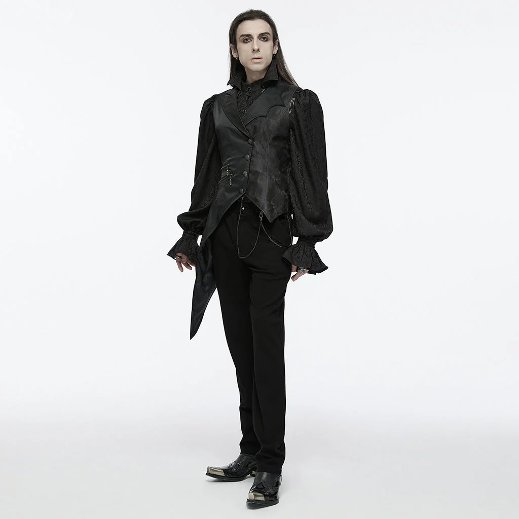 WY-1720MJM Gothic Asymmetric Vest with Button Detail and Long Tails - Image 6