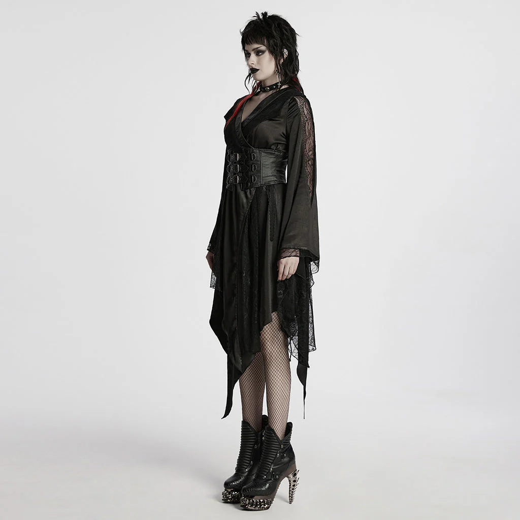 WY-1723XCF Gothic Coat Asymmetrical Hem Lace Buckle Detail Long Sleeve Fashion - Image 13