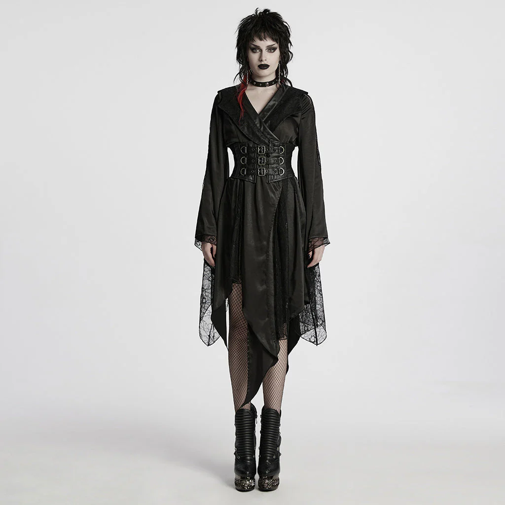 WY-1723XCF Gothic Coat Asymmetrical Hem Lace Buckle Detail Long Sleeve Fashion - Image 21