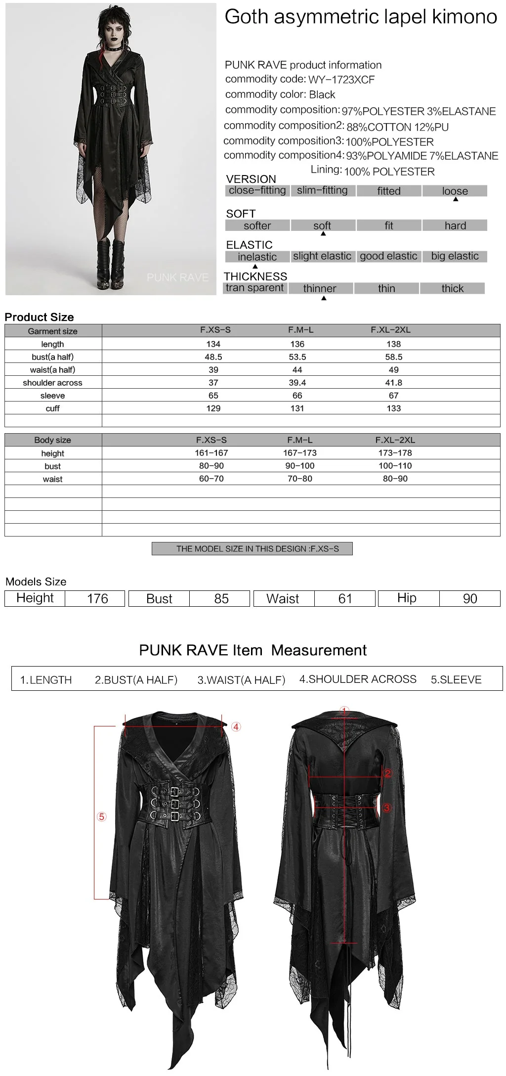 WY-1723XCF Gothic Coat Asymmetrical Hem Lace Buckle Detail Long Sleeve Fashion - Image 22