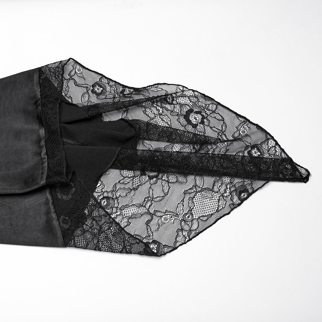 WY-1723XCF Gothic Coat Asymmetrical Hem Lace Buckle Detail Long Sleeve Fashion - Image 9