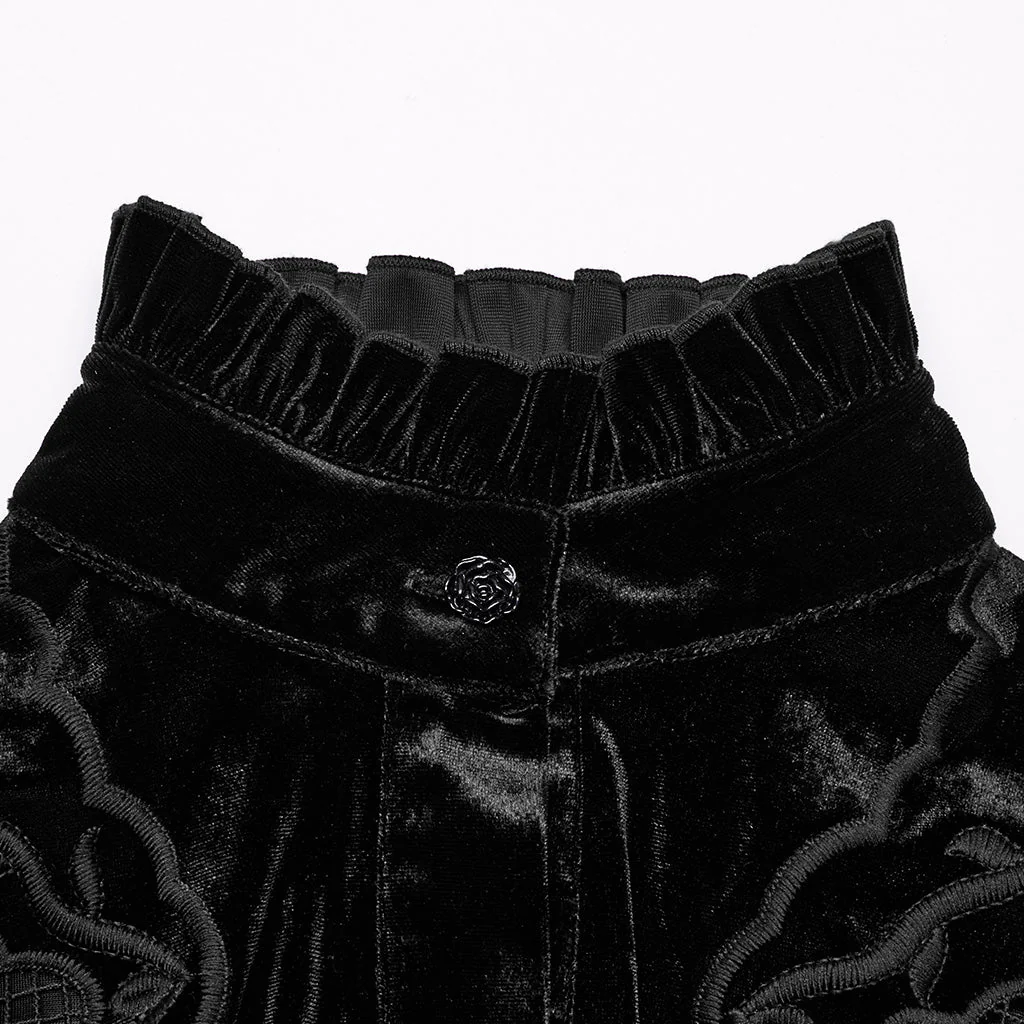 WY-1732CCF Gothic Shirt Burgundy Velvet Lace Bell Sleeve Top - Image 47
