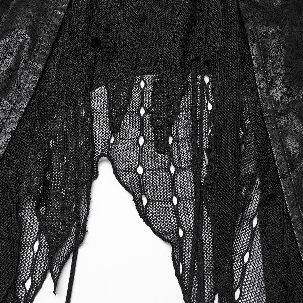 WY-1737MJF Gothic Vest Long Tailcoat Sleeveless Lace-Up Design Black - Image 29