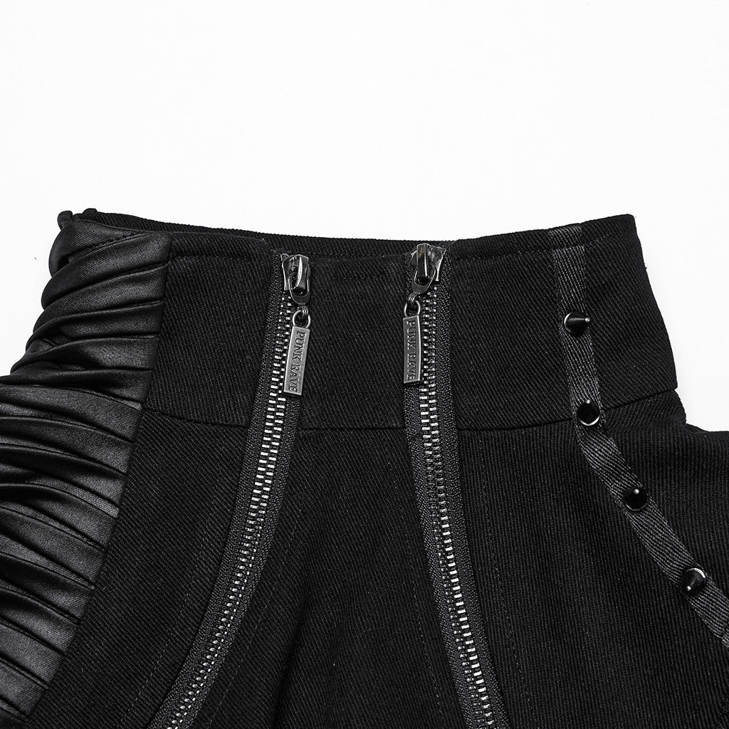 WY-1755XDF Edgy Black Gothic Corset Style Punk Jackets with Zipper Details - Image 7