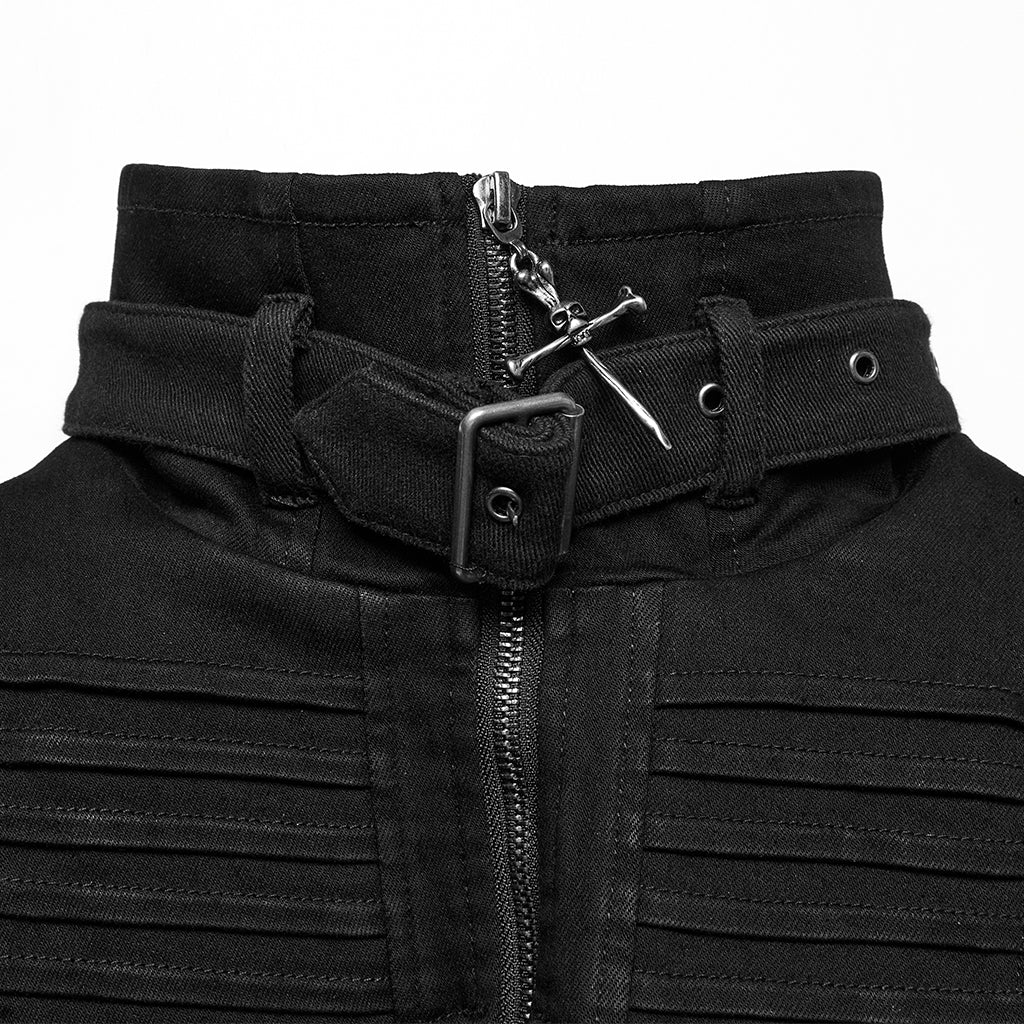 WY-1756MJM Gothic Sleeveless Punk Vests Studded High Collar Zipper Design - Image 6