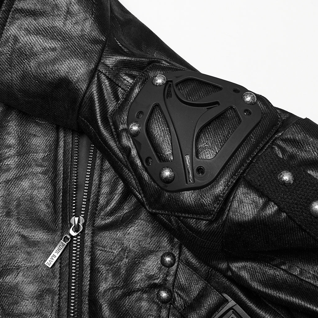 WY-1757XCM Gothic Long Black Faux Leather Punk Coat Mens Fashion - Image 28