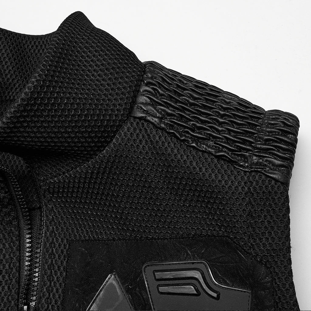 WY-1758MJM Edgy Black Mesh Tactical Punk Vest Sleeveless Zipper Panel - Image 28