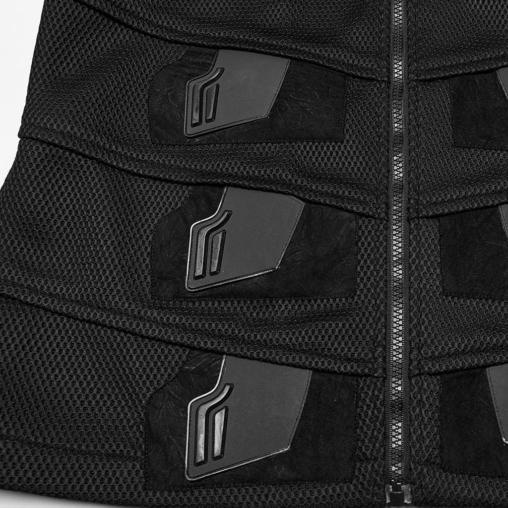 WY-1758MJM Edgy Black Mesh Tactical Punk Vest Sleeveless Zipper Panel - Image 9