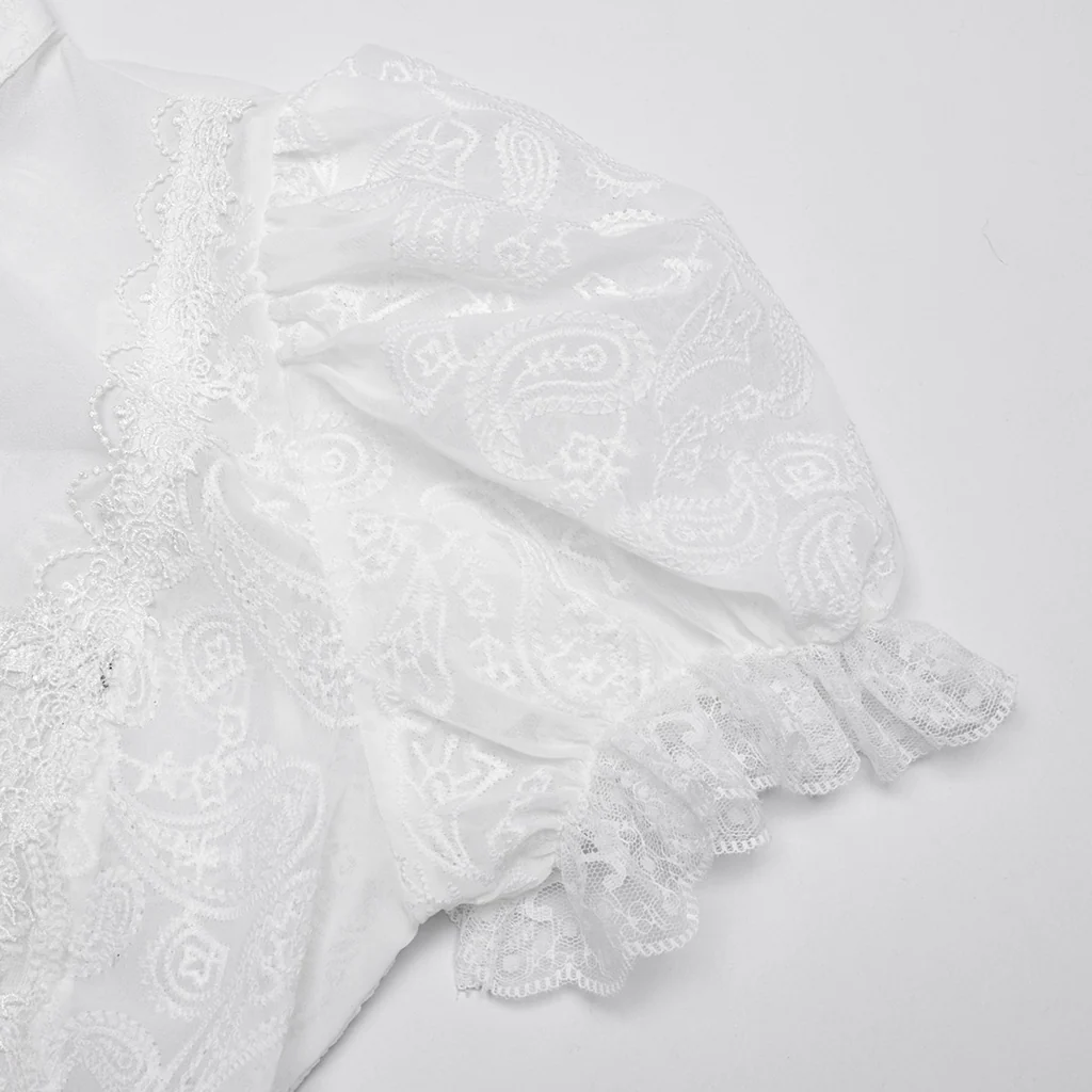 WY-1759CDF Gothic Shirts Lace Victorian Blouse Ruffled Sleeve Top - Image 10