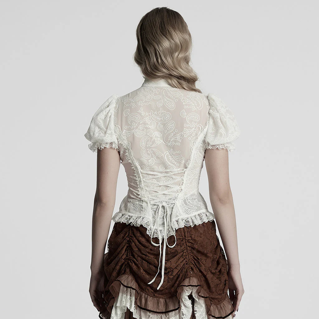 WY-1759CDF Gothic Shirts Lace Victorian Blouse Ruffled Sleeve Top - Image 24
