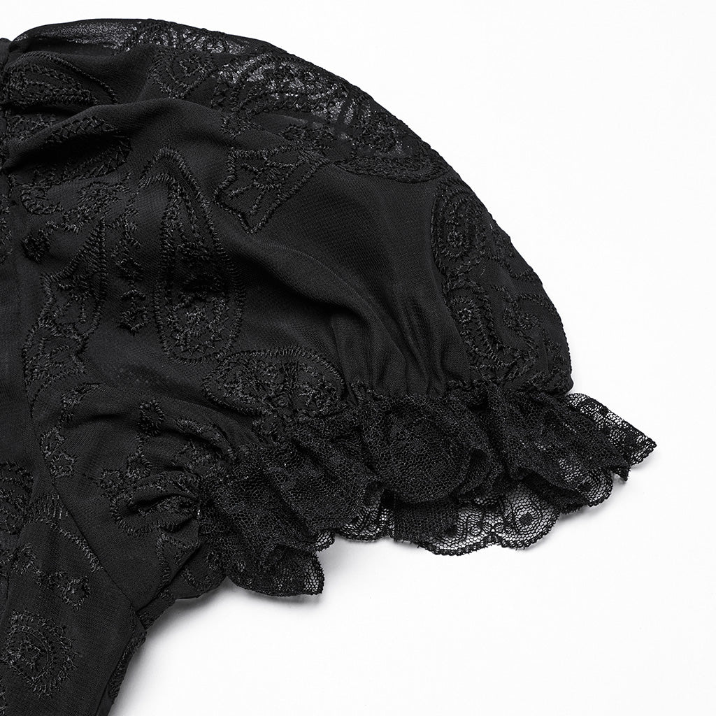 WY-1759CDF Gothic Shirts Lace Victorian Blouse Ruffled Sleeve Top - Image 51