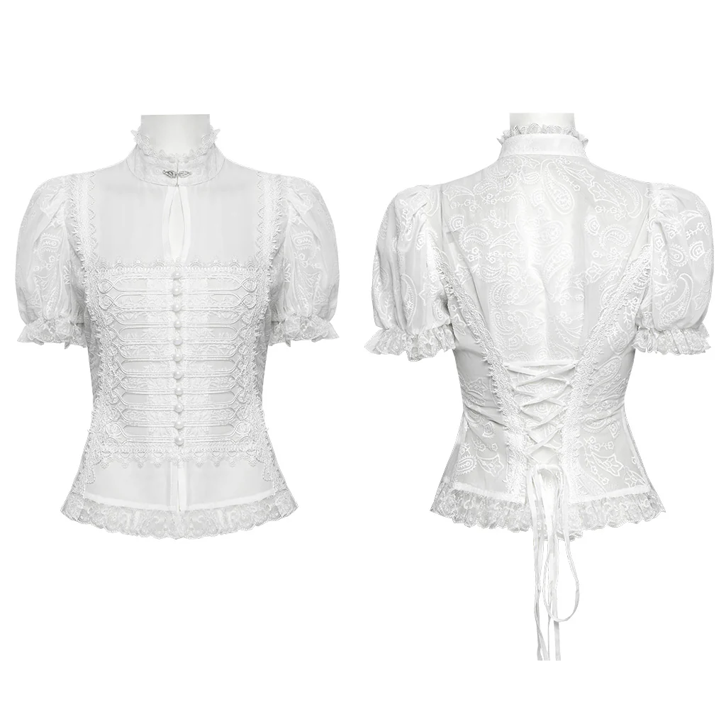 WY-1759CDF Gothic Shirts Lace Victorian Blouse Ruffled Sleeve Top - Image 6