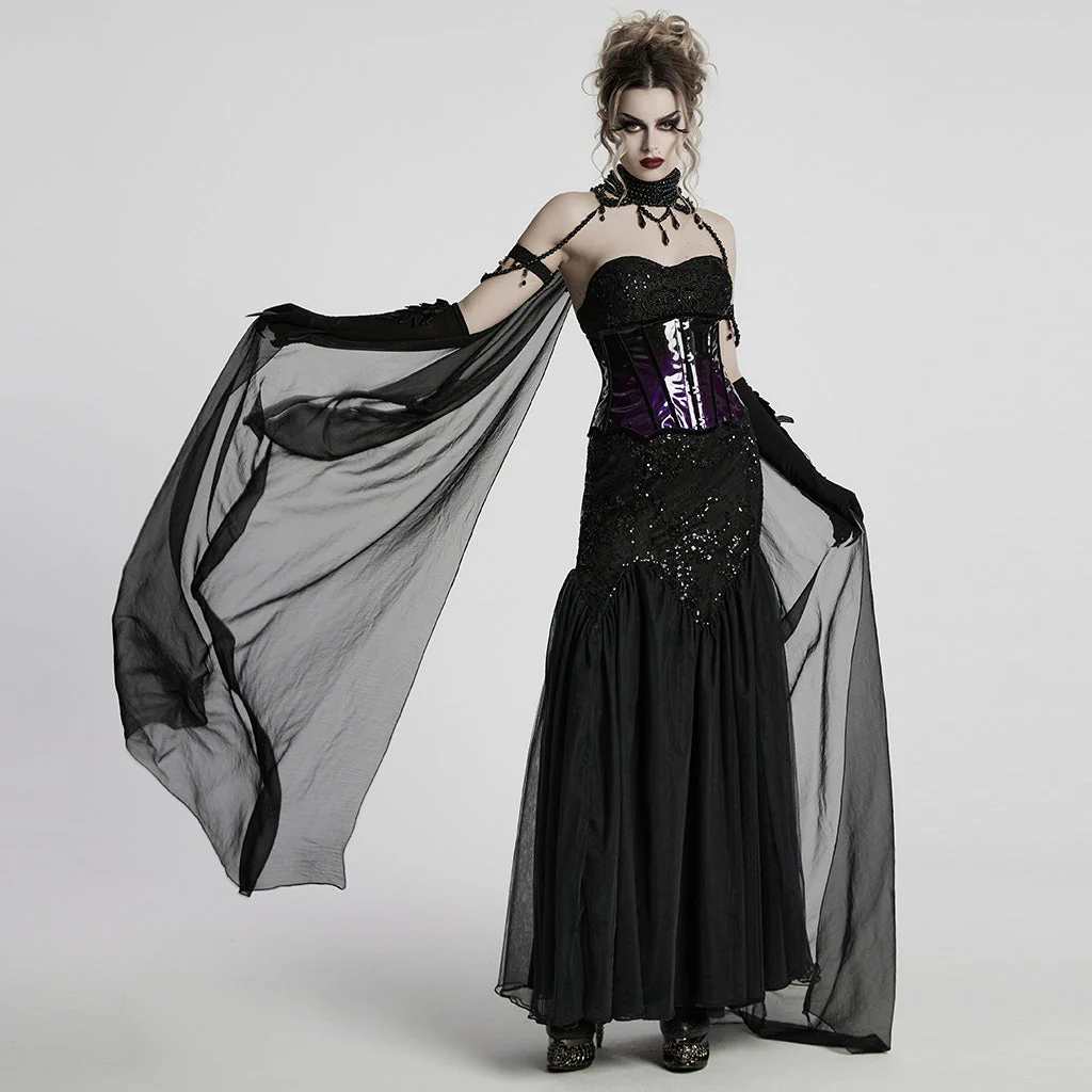WY-1760DPF Gothic Dress Elegant Red Lace Chiffon Evening Gown - Image 68