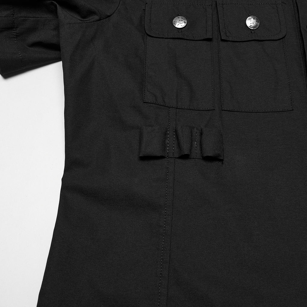 WY-1761CDM Edgy Black Short Sleeve Grommet Punk Shirts for Men - Image 19