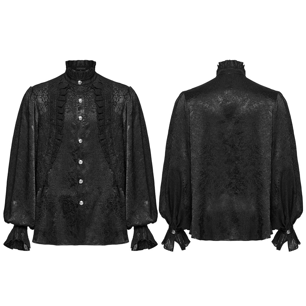 WY-1764CCM Victorian Gothic Shirts Men??????????????????????????¡ì???????????o????????????????????????¡ì??????????????????????????????????¡ì???????????s Ruffled Button Long Sleeve Top - Image 17