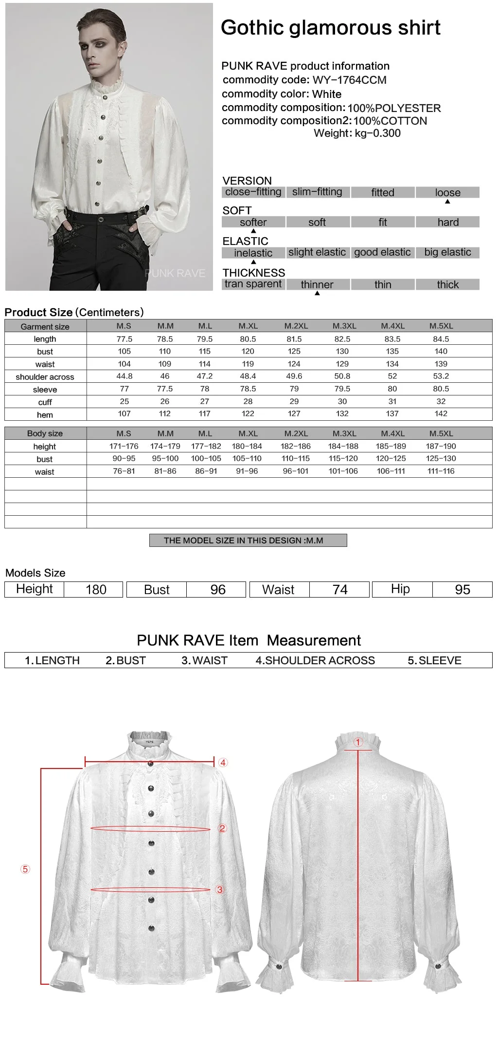WY-1764CCM Victorian Gothic Shirts Men??????????????????????????¡ì???????????o????????????????????????¡ì??????????????????????????????????¡ì???????????s Ruffled Button Long Sleeve Top - Image 42