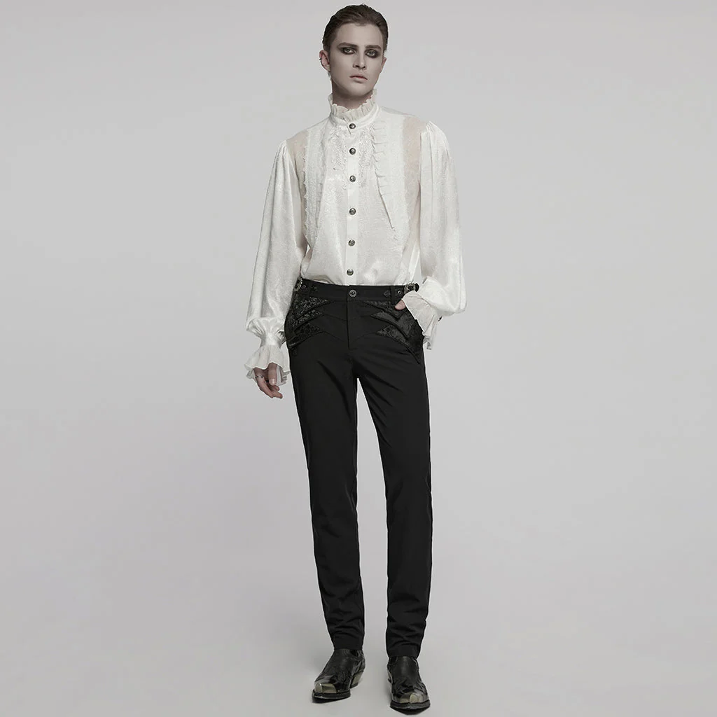 WY-1764CCM Victorian Gothic Shirts Men??????????????????????????¡ì???????????o????????????????????????¡ì??????????????????????????????????¡ì???????????s Ruffled Button Long Sleeve Top - Image 45