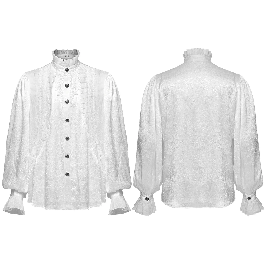 WY-1764CCM Victorian Gothic Shirts Men??????????????????????????¡ì???????????o????????????????????????¡ì??????????????????????????????????¡ì???????????s Ruffled Button Long Sleeve Top - Image 6
