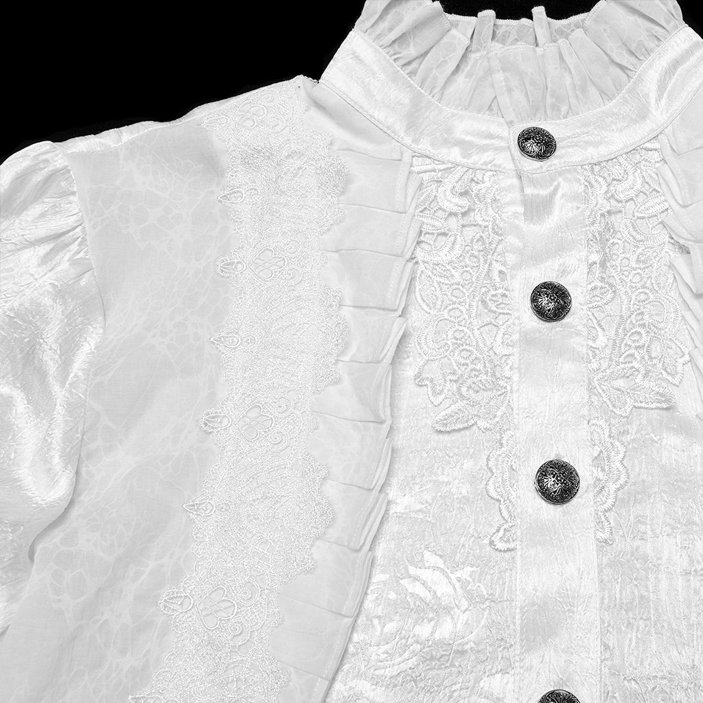 WY-1764CCM Victorian Gothic Shirts Men??????????????????????????¡ì???????????o????????????????????????¡ì??????????????????????????????????¡ì???????????s Ruffled Button Long Sleeve Top - Image 8