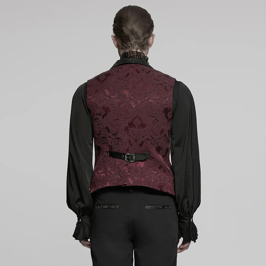 WY-1765MJM Gothic Vest Steampunk Buckle Waistcoat Victorian Brocade Design - Image 15