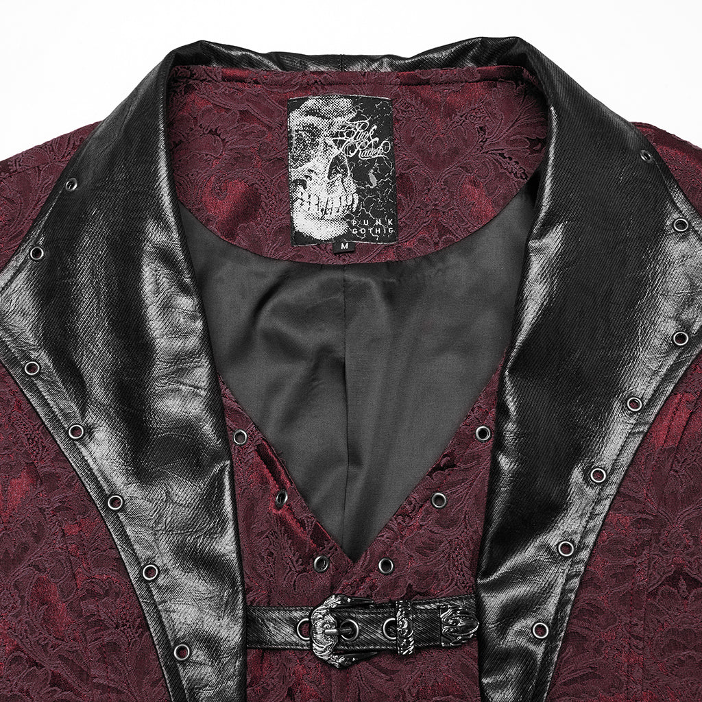 WY-1765MJM Gothic Vest Steampunk Buckle Waistcoat Victorian Brocade Design - Image 18