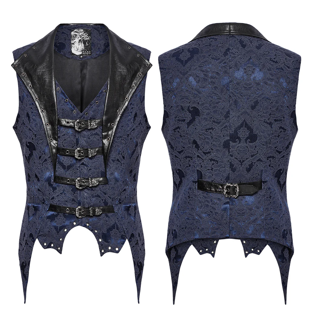 WY-1765MJM Gothic Vest Steampunk Buckle Waistcoat Victorian Brocade Design - Image 26
