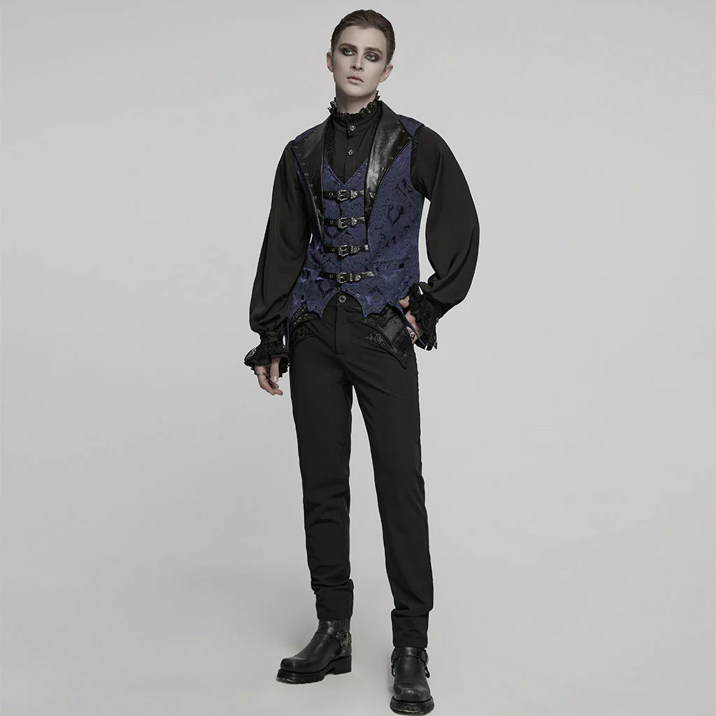 WY-1765MJM Gothic Vest Steampunk Buckle Waistcoat Victorian Brocade Design - Image 53