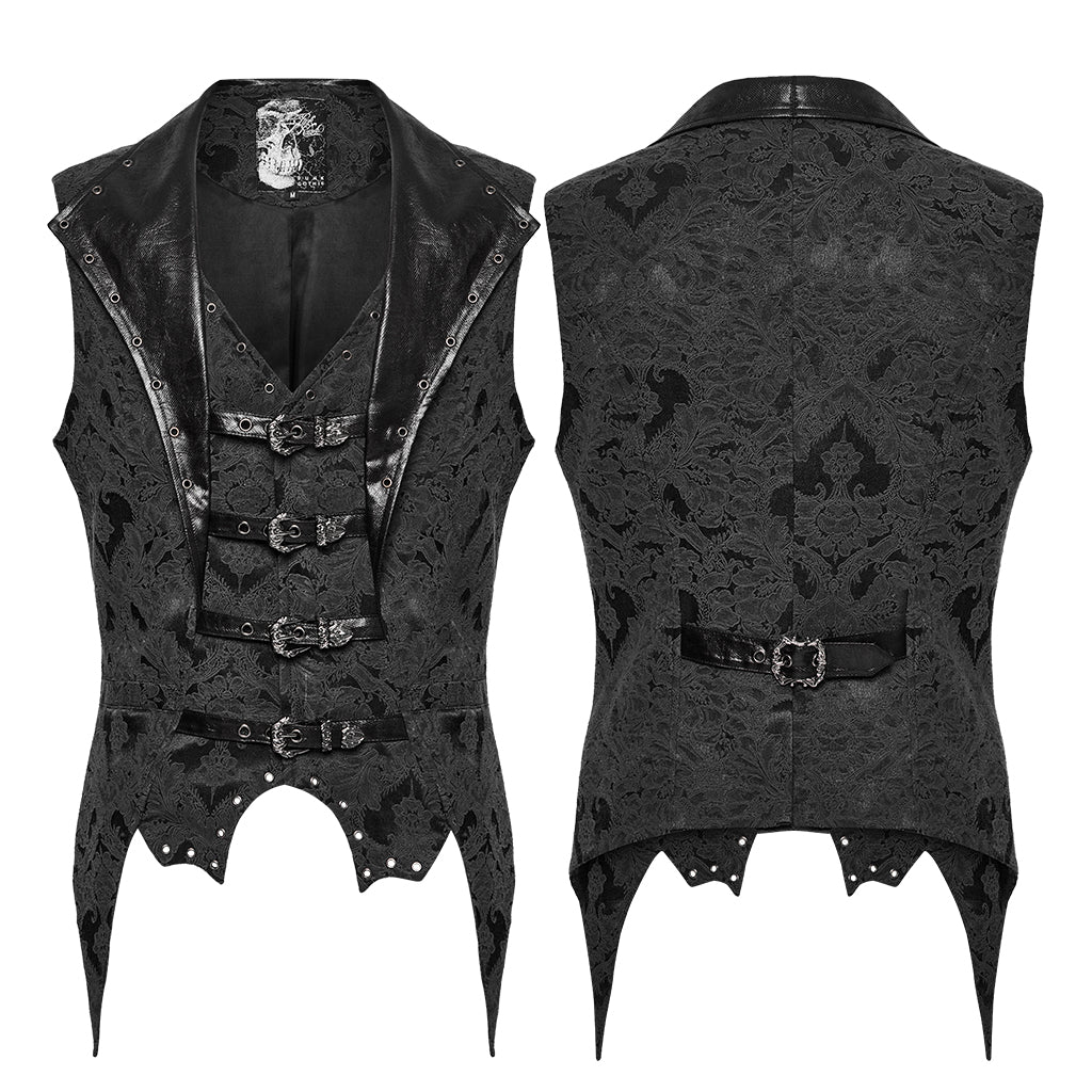 WY-1765MJM Gothic Vest Steampunk Buckle Waistcoat Victorian Brocade Design - Image 6
