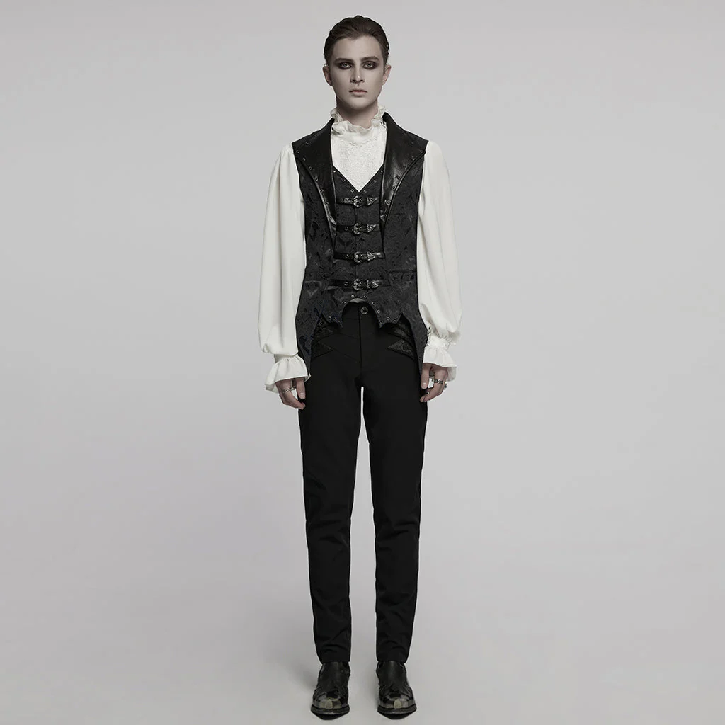 WY-1765MJM Gothic Vest Steampunk Buckle Waistcoat Victorian Brocade Design - Image 62