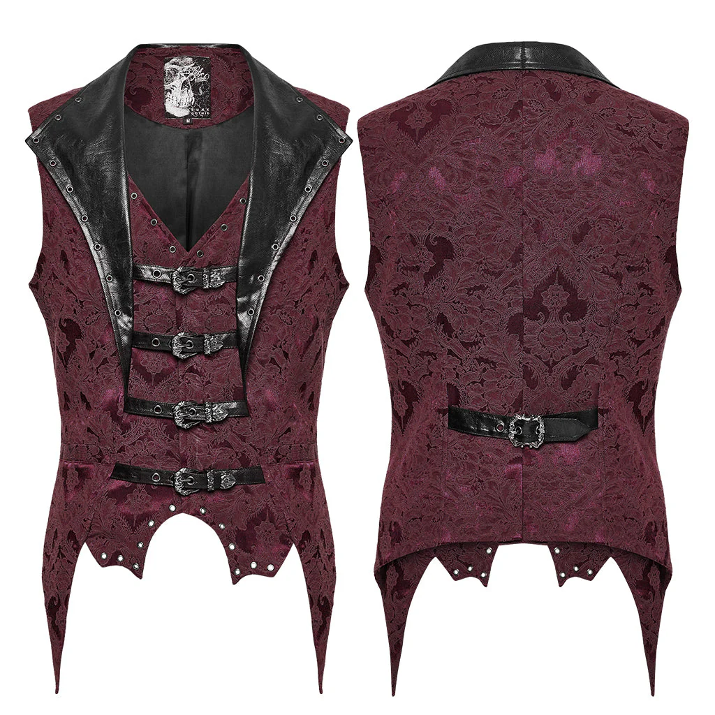 WY-1765MJM Gothic Vest Steampunk Buckle Waistcoat Victorian Brocade Design - Image 73