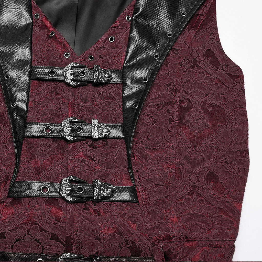WY-1765MJM Gothic Vest Steampunk Buckle Waistcoat Victorian Brocade Design - Image 75