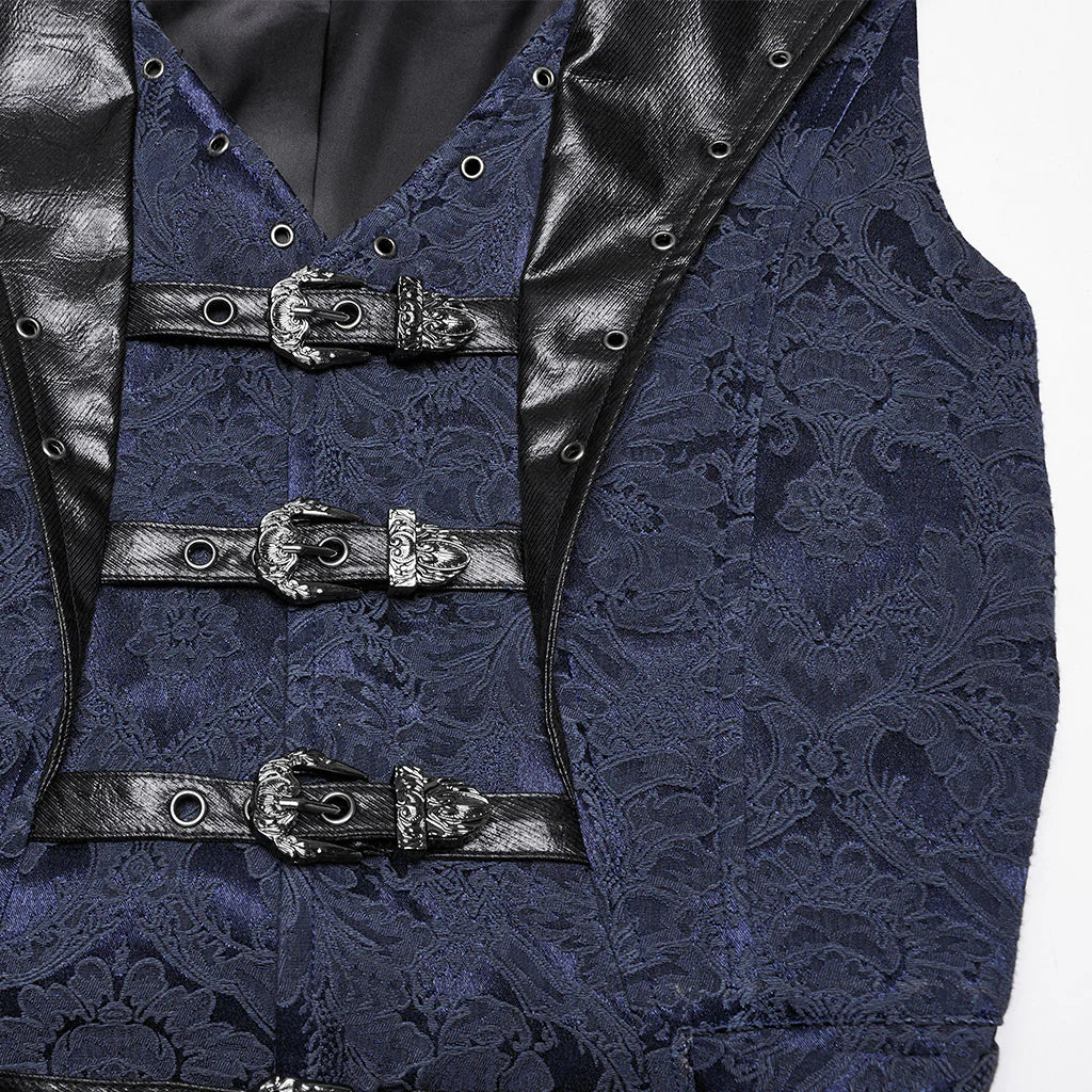 WY-1765MJM Gothic Vest Steampunk Buckle Waistcoat Victorian Brocade Design - Image 84