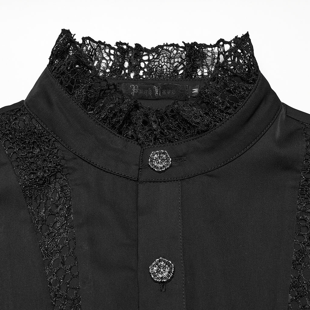 WY-1767CCM Mens Victorian Lace Trim Gothic Shirts Long Sleeve Elegance - Image 6