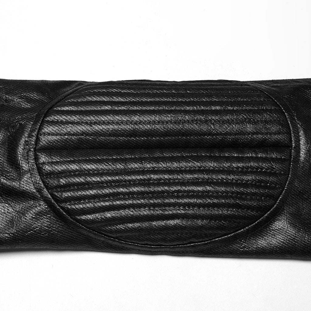 WY-1770XCM Mens Gothic Hooded Zipper Punk Jackets in Black Leather Style - Image 8