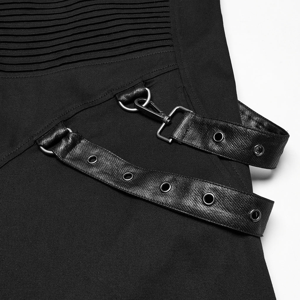 WY-1771XCM Gothic Hooded Punk Coat with Straps and Ribbed Detailing - Image 27