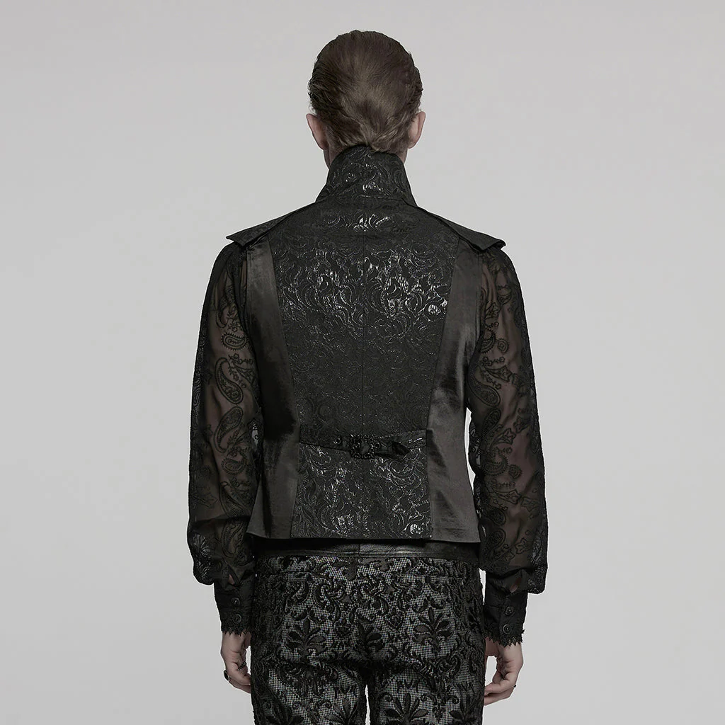 WY-1775MJM Mens Steampunk Gothic Vest with Lace and Statement Collar - Image 14