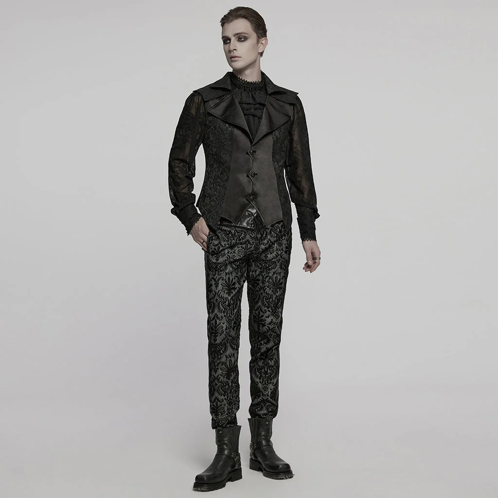 WY-1775MJM Mens Steampunk Gothic Vest with Lace and Statement Collar - Image 25