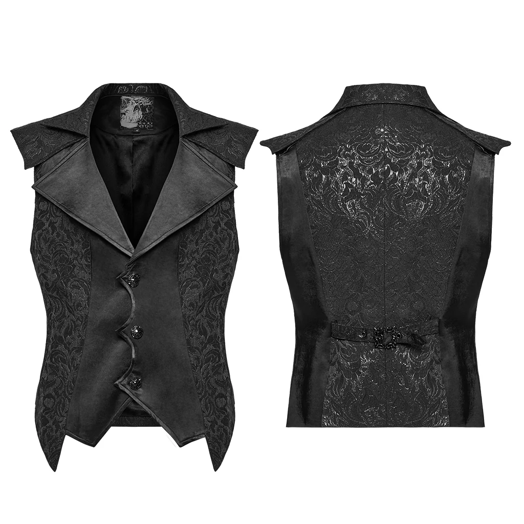 WY-1775MJM Mens Steampunk Gothic Vest with Lace and Statement Collar - Image 6