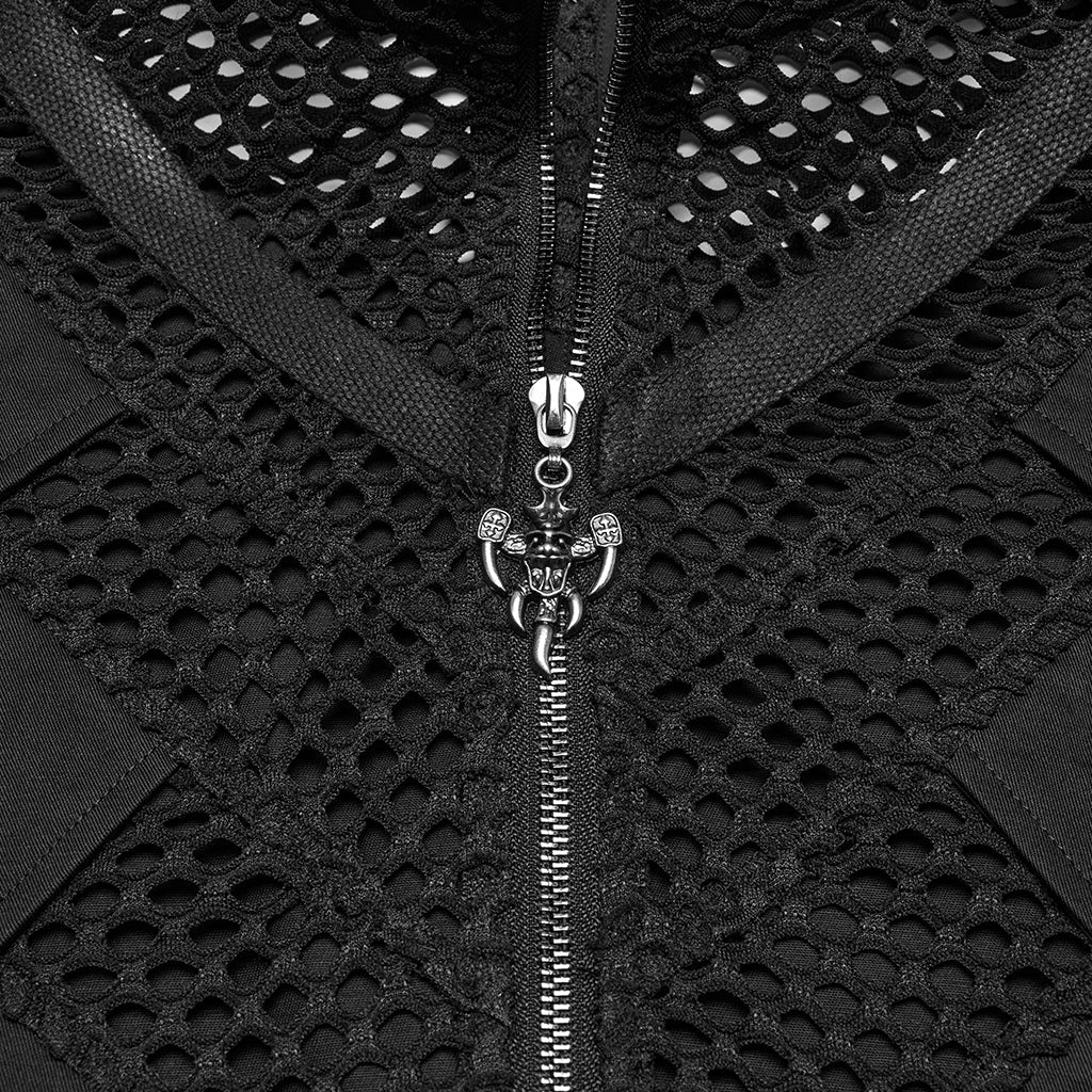 WY-1776MJM Gothic Punk Vests for Men Eyelet Mesh Layered Design - Image 27