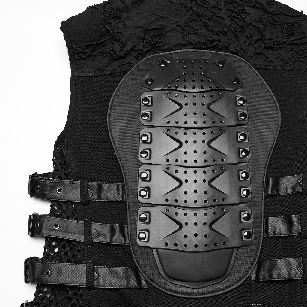 WY-1784MJM Edgy Studded Black Punk Vests with Mesh and Straps - Image 8
