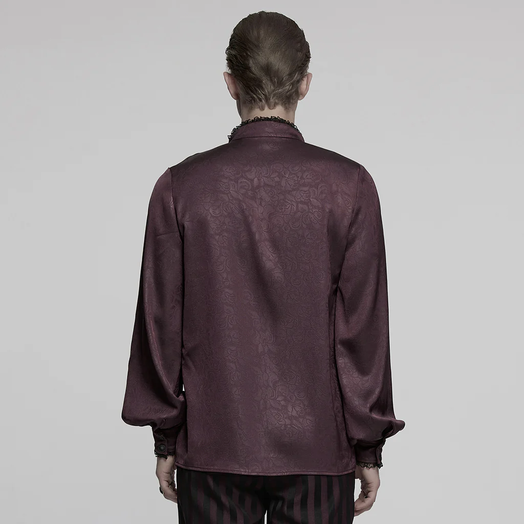 WY-1785CCM Mens Lace-Up Brocade Gothic Shirts Victorian-Style Long Sleeve - Image 14