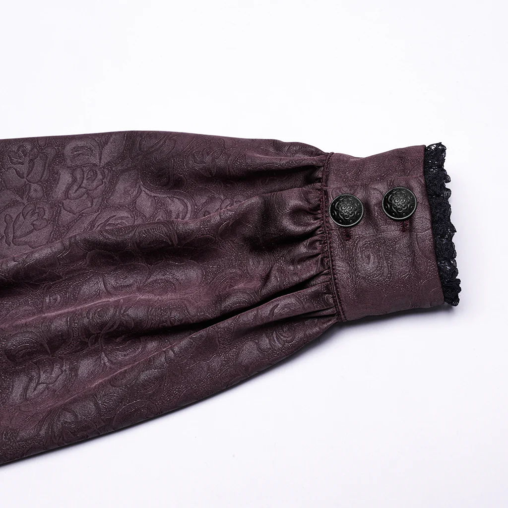WY-1785CCM Mens Lace-Up Brocade Gothic Shirts Victorian-Style Long Sleeve - Image 19