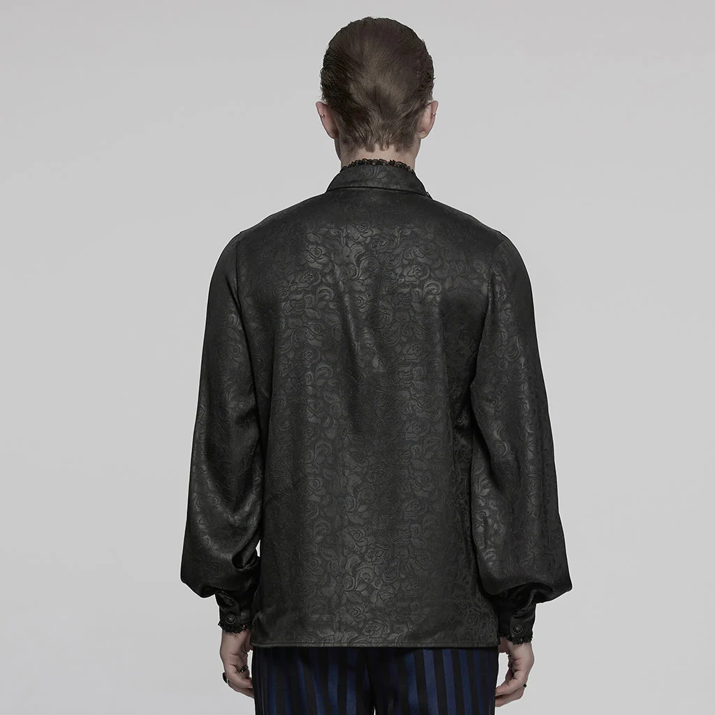 WY-1785CCM Mens Lace-Up Brocade Gothic Shirts Victorian-Style Long Sleeve - Image 23